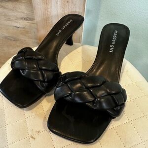 Madden Girl Black Braided Heeled Sandals